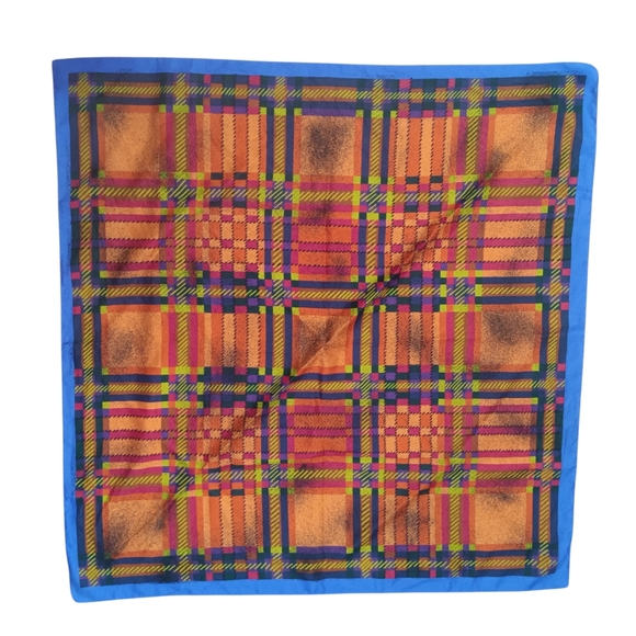 totes Accessories - Vintage Totes Scarf Orange Blue Multicolor Patterned Square